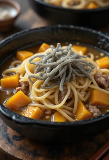 Hōtō med konnyaku, rik misosuppe med nudler og grønnsaker