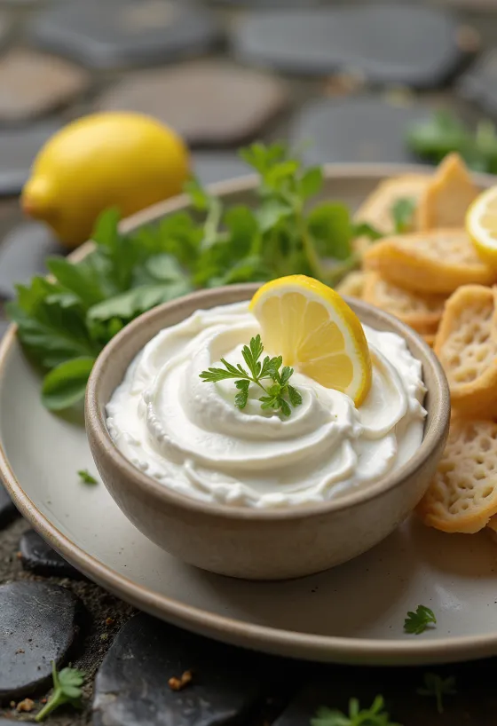 Rømmesaus med sitron og dill servert