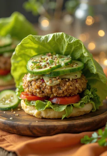 Rå veganburger med friske grønnsaker