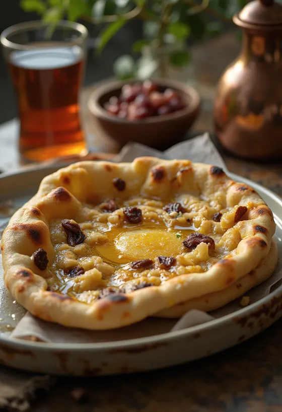 Kashmiri naan fylt med rosiner og valnøtter