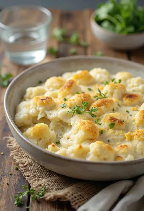 Shepherd’s pie med blomkålmos, servert med potetmos på toppen