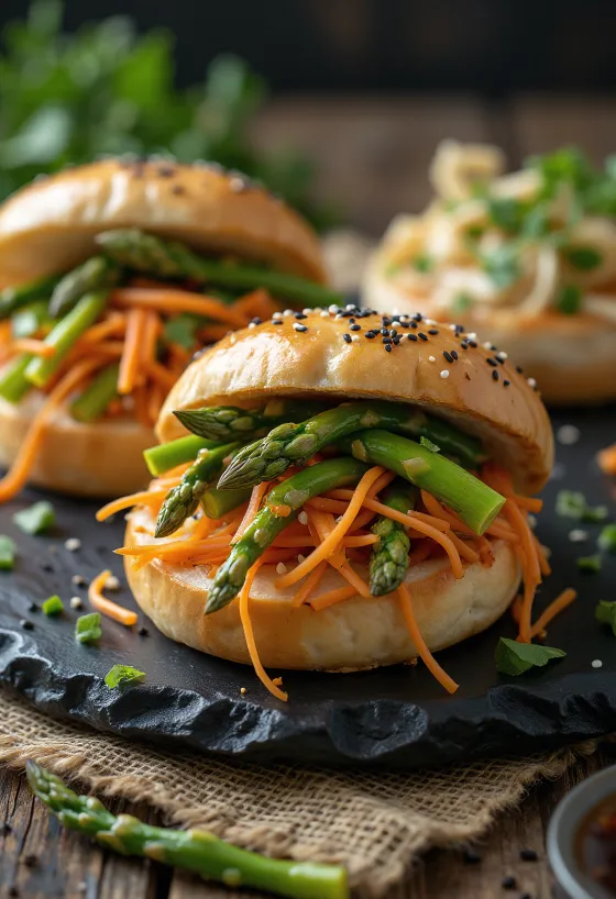 Bao bun med asparges servert