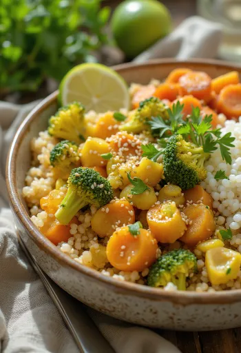 Buddha bowl med grønnsakscurry servert
