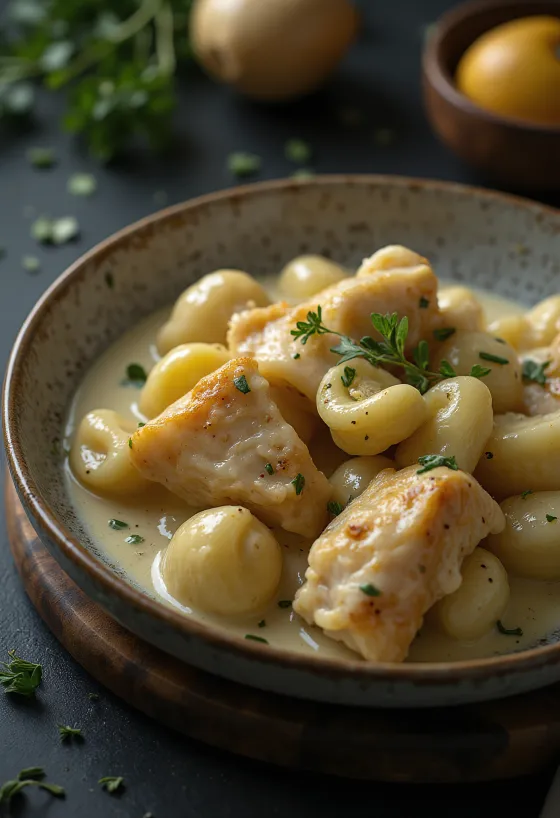 Gnocchi med kylling servert