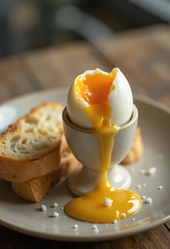 Nykokt bløtkokt egg, servert til frokost.