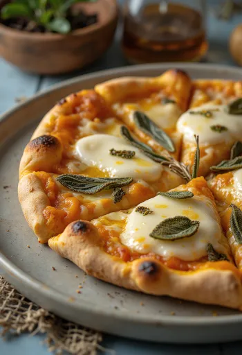 Pizza alla Zucca med bakt gresskar og mozzarella