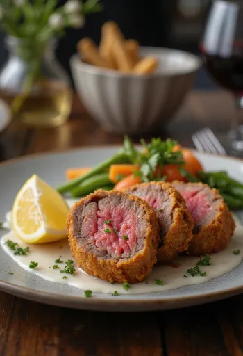 Panert indrefilet av okse servert med sprø panering