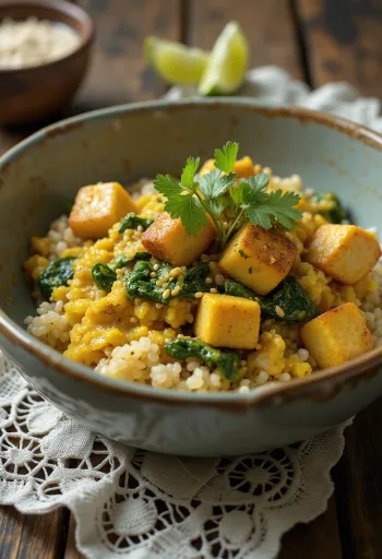 Quinoacurry med spinat og tofu