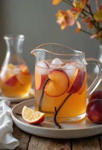 Cider med plomme og vanilje servert