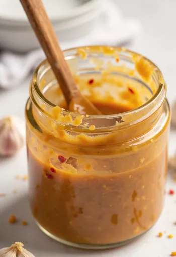 BBQ peanøttsmør-chilimarinade servert