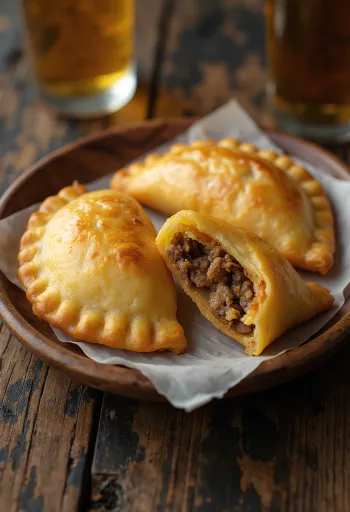 Empanadas med storfekjøtt servert med frisk salat