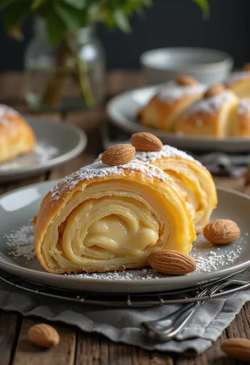 Marsipanstrudel servert