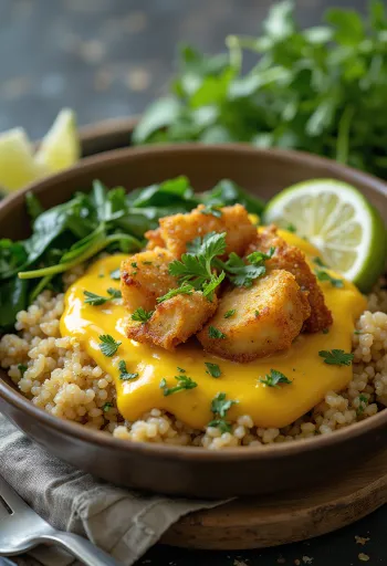 Quinoa med spinat og tofu i karribase