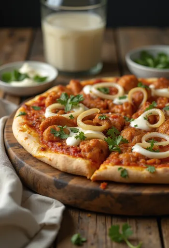 Tandoori chicken pizza med indisk krydder og koriander