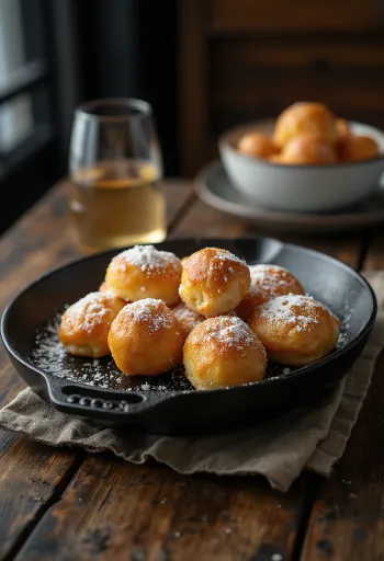 Æbleskiver danske munke-kuler drysset med melis