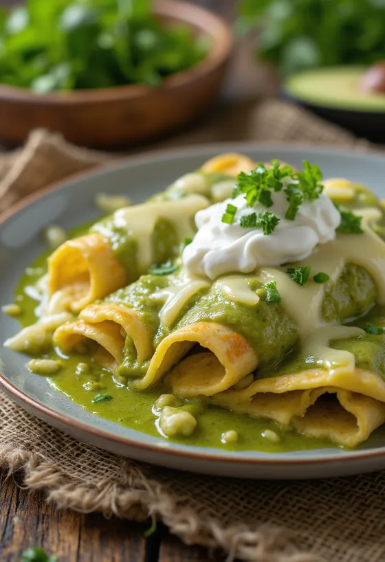 Enchilada verde servert