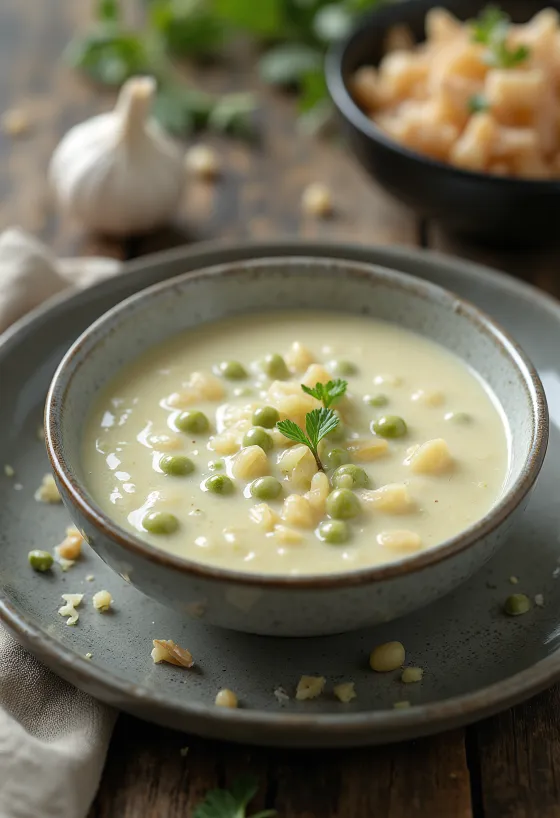 Grønnpeppersaus med hvitløk servert
