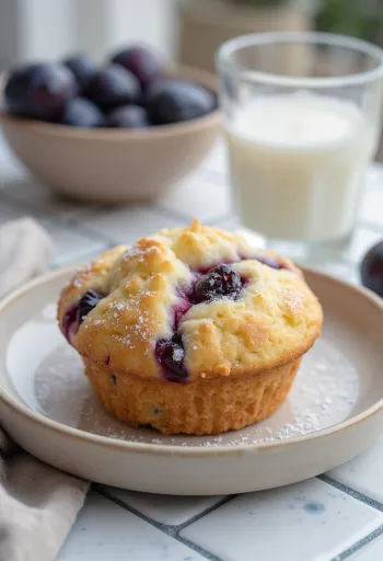 Plommemuffins servert på en tallerken