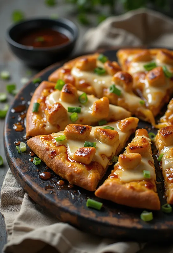Teriyaki chicken pizza med grillet kylling og sesamfrø