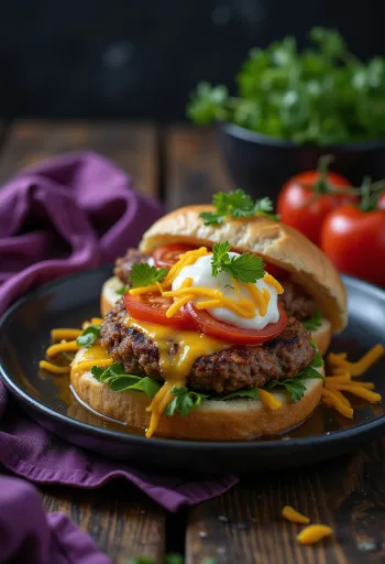 Amerikansk gyros servert som hamburger