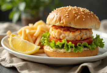 Skalldyrburger servert