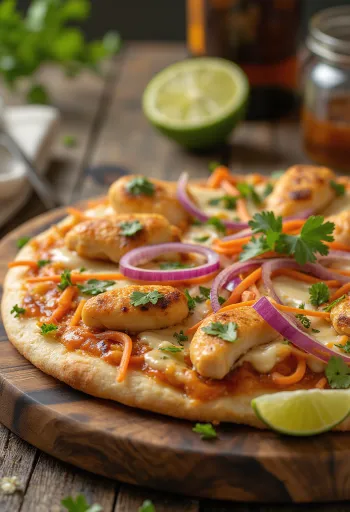 Thai chicken pizza med peanøttsaus og koriander