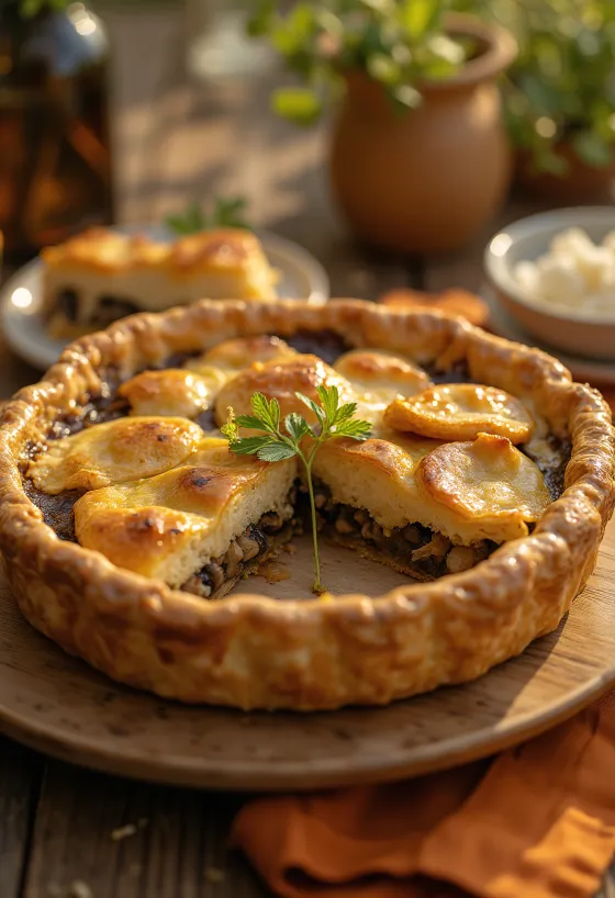 Kremet vegansk soppai skåret i stykker