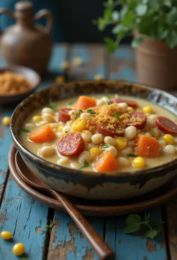 Locro de maíz med rike mais- og bønnesmaker