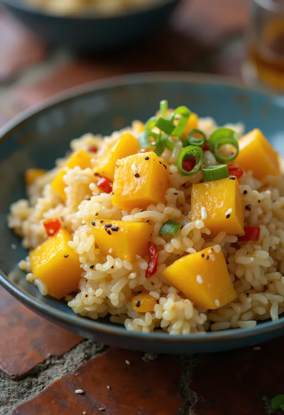 Mango-chiliris servert