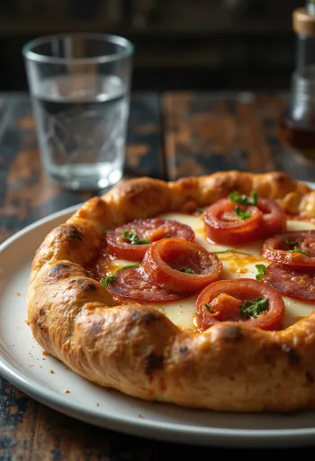 Pizza Diavola med fylt skorpe og krydret salami
