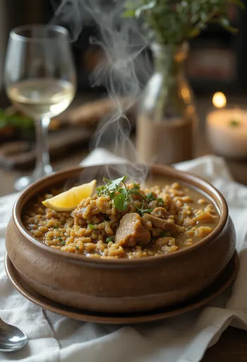 Haleem med linser servert, rik, tykk og krydret rett