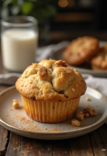 Eple- og valnøttmuffins servert på en tallerken