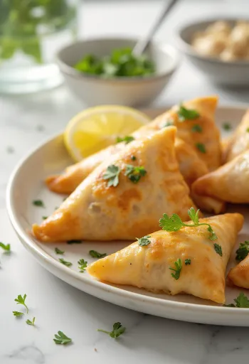 Samosa med kikerter og koriander servert