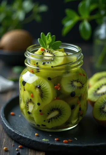 Sterk syltet kiwi servert i glass