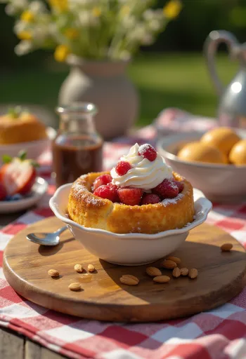 Fylt skorsteinskake servert