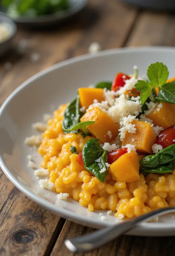 Gresskar-risotto med grønnsaker