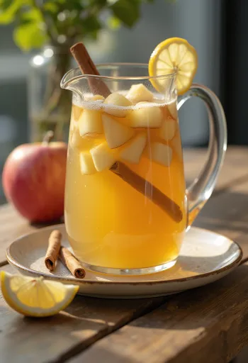 Eplejuice med kanel servert i glass