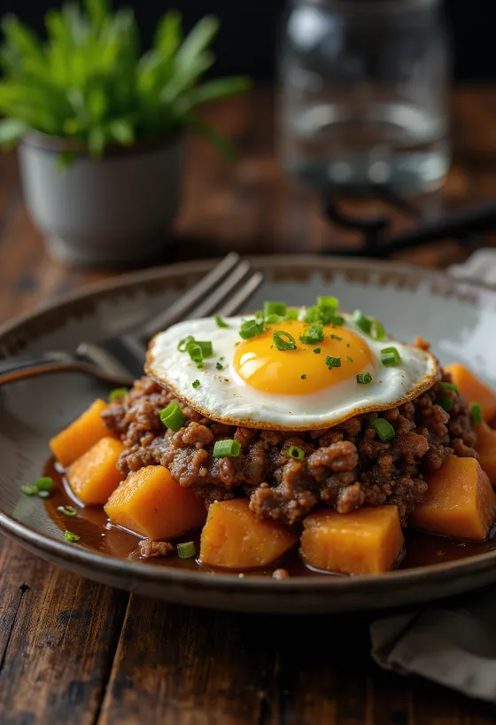 Loco Moco servert med søtpotet