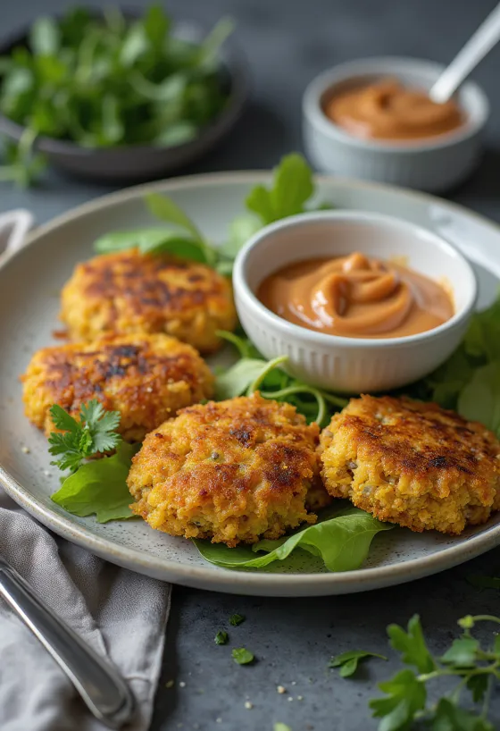 Veganske karbonader med bulgur servert