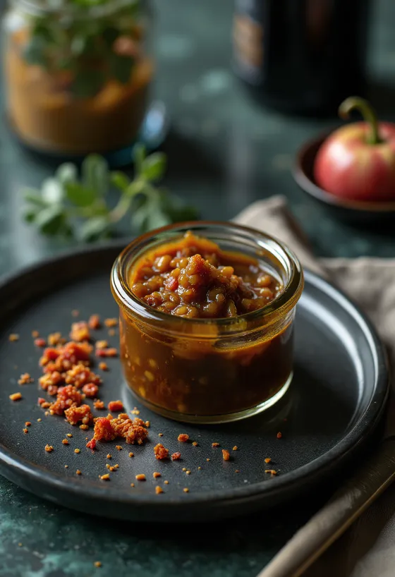 Balsamicosaus med sennep og chili servert