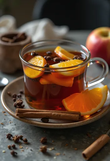 Eple- og appelsinte servert i glass