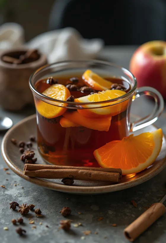 Eple- og appelsinte servert i glass