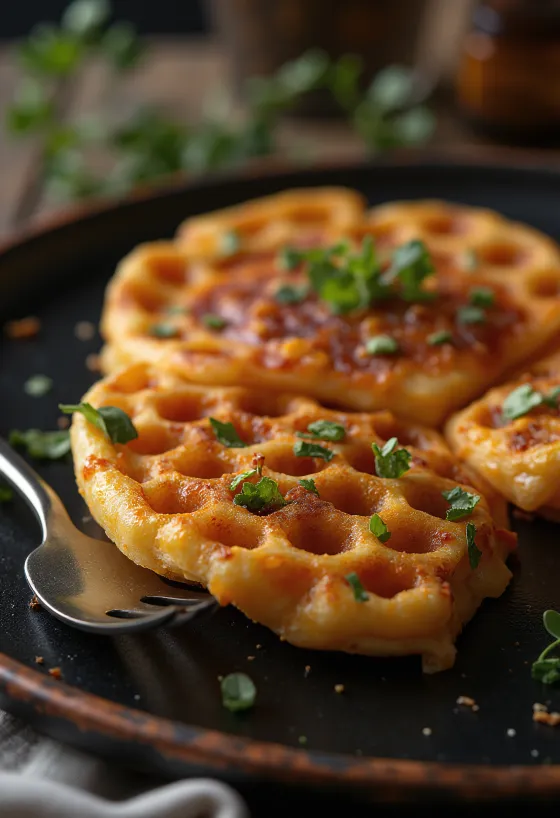Crumpet med røkt paprika servert, nystekt, med gyllenbrun utside