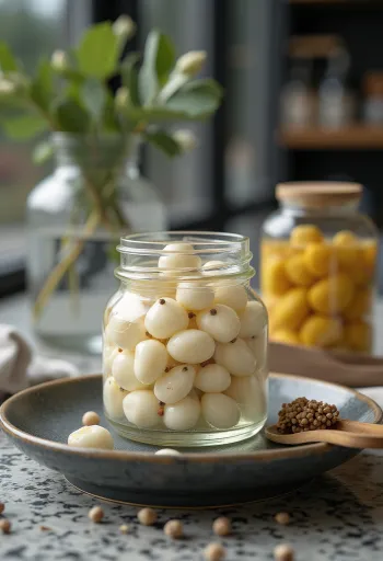 Syltet lotusfrø på glass