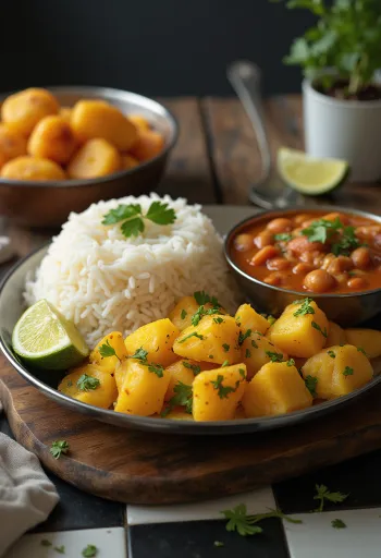 Thali Himachali Dham-variant, pyntet med rike krydder og fersk koriander