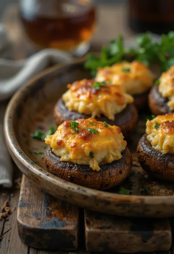 Fylt sopp med persille og vegansk ost