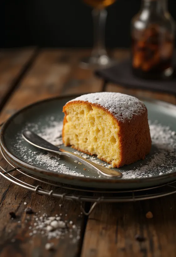 Kake med brunet smør servert i stykker