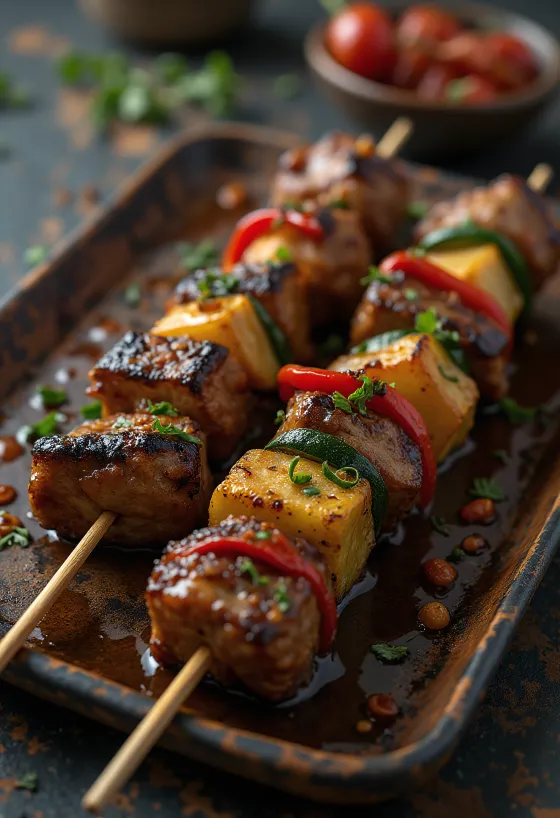 Kenguruspyd med chilisaus servert på et rustikt fat.