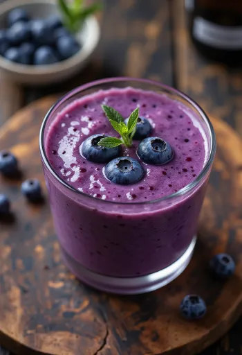Mynte-blåbær smoothie i glass