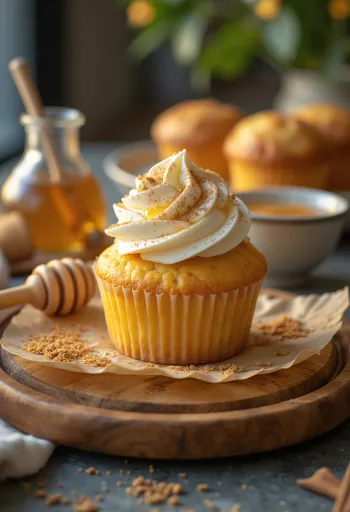Honningcupcakes med mascarponekrem